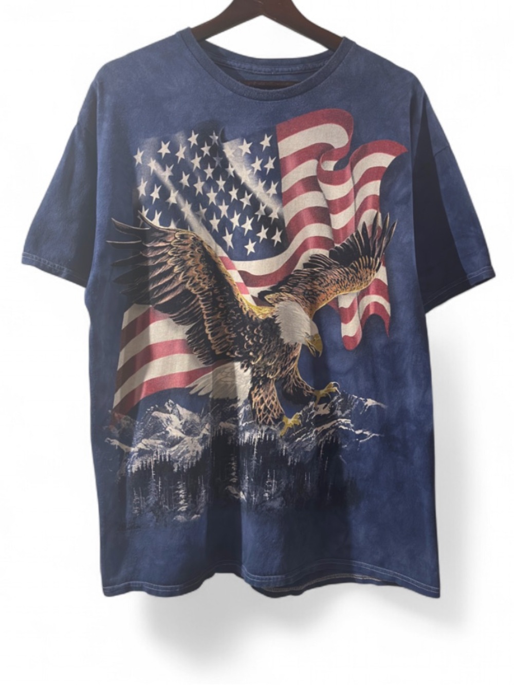 Vintage Y2K Americana Eagle Patriotic Navy Blue Graphic T-Shirt Size Men’s XL